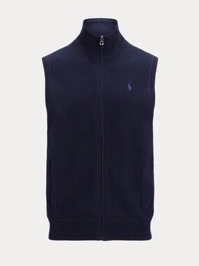 Ralph Lauren Navy Pima Cotton Knit Vest 5XB